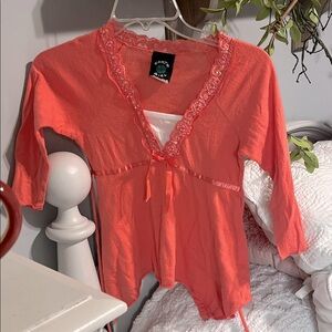 Earth Girl by Anxiety Orange Retro Top Flowy